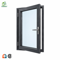 Fenêtre à battant en aluminium moderne Topbright NFRC, résistante aux ouragans, insonorisée, avec vitrage en aluminium pour maison
