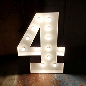 <b>LED</b> Marquee Number 4 Warm White Indoor Decorative Lighting 30 <b>Lights</b> AC Powered Metal Display - Product Image 1