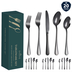 1010 Stainless Steel <b>Steak</b> Knife Fork and Spoon 20-Piece European Design Business <b>Gift</b> Cutlery Set - Product Image 6