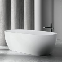 Pabrik OEM/ODM dengan pengalaman 18 tahun bak mandi berdiri bebas Matte batu putih Modern pengering desain kamar mandi untuk Hotel