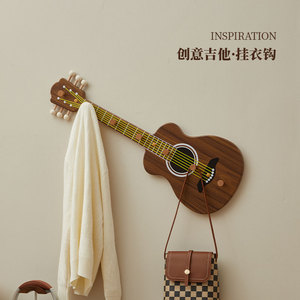 Wood Guitar Shape Wall <b>Hooks</b> Coat Rack Natural Wood Color Three Or More <b>Hooks</b> For Clothes Behind Doors On Walls - Product Image 5