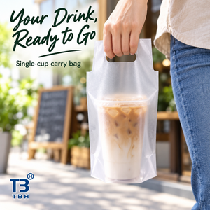 Sac de transport transparent en plastique pour 1 gobelet, sac à boisson à emporter, robuste et durable avec poignée, emballage personnalisé OEM - Product Image 4