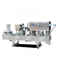 Machine automatique de remplissage et de scellage de gobelets préformés à 4 buses pour l'emballage de sauces liquides, de gelées et de poudings
