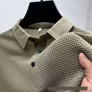 Chemise Formelle d'Été pour Homme, Unie, avec Logo Brodé Personnalisé, en Tissu Mélangé de Coton Respirant et Écologique - Product Image 3