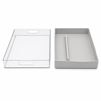 Plateau de rangement rectangulaire en plastique moulé par injection, sans BPA, multifonction, détachable, avec poignée et séparateur réglable pour réfrigérateur - Grande Vente