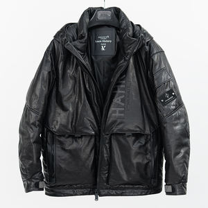 NAFA Veste en duvet matelassée très chaude en cuir de vachette véritable pour hommes par temps froid <span class=keywords><strong>d</strong></span>'<span class=keywords><strong>hiver</strong></span> - Product Image 1