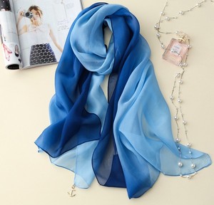 Trong Kho Sheer 100% Lụa Ombre Voan Khăn 60x170 Cm Kỹ Thuật Số In Ấn Dài Khăn - Product Image 2