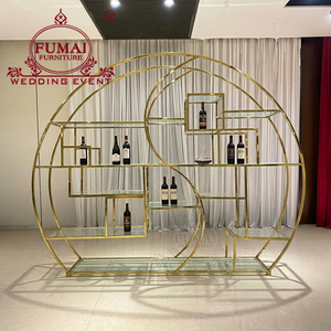 Casier à vin mural en métal doré personnalisé Présentoir de rangement pour mariage, événement, fête - Product Image 3