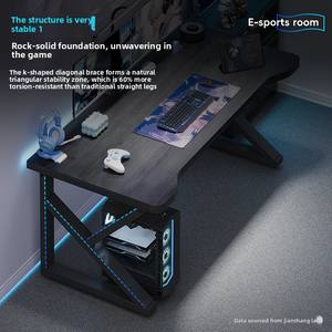 Bureau d'ordinateur en métal, table de jeu pour la <span class=keywords><strong>maison</strong></span>, ensemble chaise et bureau, plateau en panneau composite, style minimaliste moderne, pour chambre, bureau, <span class=keywords><strong>maison</strong></span> en <span class=keywords><strong>location</strong></span> - Product Image 4