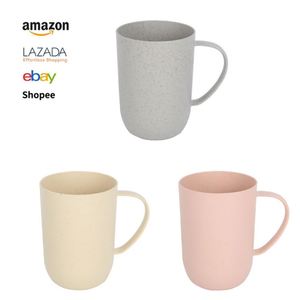 Vaso de agua de paja de trigo con asa, para beber directamente, portátil, para estudiantes, para dormitorio, lavable. - Product Image 2