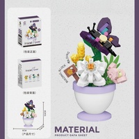 Jouets de construction en blocs de fleurs, 242 pièces, plastique ABS, modèle d'assemblage DIY avec couvercle anti-poussière, décoration de bureau pour enfants et adultes