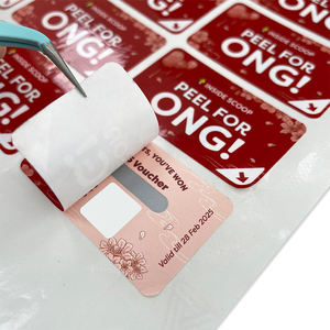 บัตรขูดรางวัลแบบพิมพ์ลายเองสองชั้น บัตรขูดรางวัลไวนิลแบบมีกาว - Product Image 1