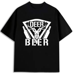 Camiseta de Hombre con Estampado de Ciervo, 100% Algodón, 180 g/m², Corte Regular, Cuello Redondo, Manga Corta, Tela Jersey Antiencogimiento - Product Image 1