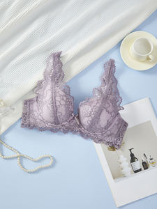 Soutien-gorge quotidien pour femme avec dentelle, armatures et joli nœud, <span class=keywords><strong>lingerie</strong></span> sexy mature 3/4 cup, disponible en stock - Product Image 2