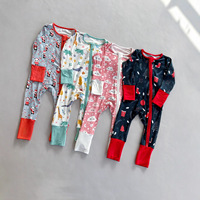 En gros Combinaison de nuit pour bébé unisexe à manches longues, sans pieds, avec fermeture éclair, imprimé bambou, pour nouveau-né, nourrisson et tout-petit, personnalisable OEM