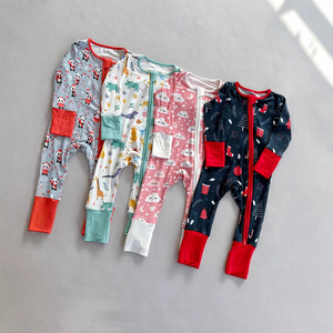 En gros Combinaison de nuit pour bébé unisexe à manches longues, sans pieds, avec fermeture éclair, imprimé bambou, pour nouveau-né, nourrisson et tout-petit, personnalisable OEM - Product Image 1