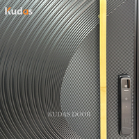 Porte d'entrée pivotante de luxe en aluminium moulé sur mesure, porte extérieure de sécurité, anti-corrosion, serrure intelligente, porte principale de villa