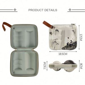 New Launch Chinoiserie Travel Portable Tea Set Case EVA Protective Bag for Tea Glass Ceramic <b>Bottle</b> Cups - Product Image 4
