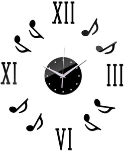 シルバーDIYミュージックミラースタイル自己粘着ウォールステッカー時計 - Product Image 2
