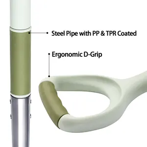 عمل ثقيل مريح على شكل D نقطة مستديرة مقبض طويل اليد مجرفة حديقة أدوات مجرفة