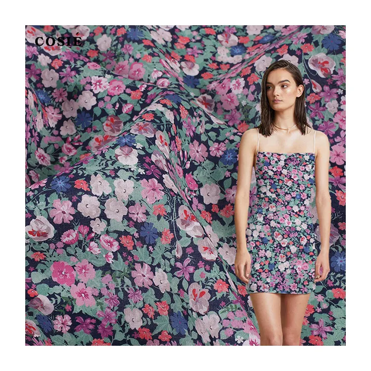 Платья с цветочным узором Дизайн нет минимального размера заказа Флора цифровые печатные устройства 100% чистый мягкой льняной 110gsm текстильная ткань для рубашек