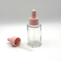 Vente en gros de pipettes en verre à compte-gouttes en plastique côtelé rose 20 mm 20-410 pour flacons d'huiles essentielles