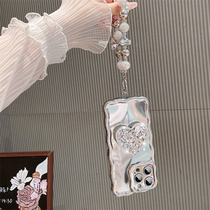 Custodia per telefono a catena antiurto argento <span class=keywords><strong>con</strong></span> supporto a cuore placcato Honatop per <span class=keywords><strong>iPhone</strong></span> 14 13 <span class=keywords><strong>11</strong></span> 12 Pro Max - Product Image 4
