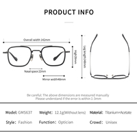 GMS637 En stock – Lunettes de style pilote classique à double pont en titane avec monture frontale en acétate et branches confortables pour usage quotidien