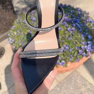 Nuevas Sandalias de Tacón de Aguja Color Nude con Punta Abierta y Pedrería, de Doble Uso, con Cierre Deslizante, Tacones Altos para Mujer - Product Image 5