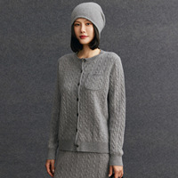 Cardigan en cachemire et laine personnalisé avec logo, tricot anti-plis décontracté pour l'hiver, pull européen uni pour femme