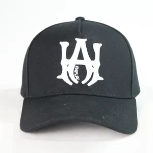 Chapéu bordado de algodão clássico com 5 painéis, boné esportivo de beisebol bordado personalizado de alta qualidade