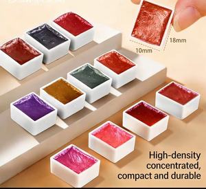 Kit d'aquarelle métallisée scintillante - 6, 8 ou <span class=keywords><strong>12</strong></span> teintes bleues/violettes - Ensemble de peinture portable pour calligraphie et peinture - Product Image 6