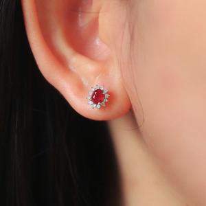 Aimgal gioielli AU750 oro 18K 1ct rosso vivo naturale <span class=keywords><strong>rubino</strong></span> <span class=keywords><strong>orecchini</strong></span> alla moda ciondolo per festa di nozze o regalo - Product Image 2