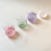 Coupelle à thé/diviseur de thé en verre artisanal, moderne, minimaliste, de style japonais, à motif nuage, avec glaçure rose bulle, résistant à la chaleur
