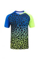 Jersey Bulu Tangkis Mosaik Gradien Kustom, Menyerap Keringat, Ramah Kulit, Cepat Kering, Pakaian Latihan Tim, MOQ Rendah, Pesanan Grosir