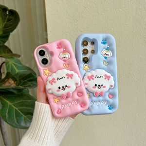 เคสโทรศัพท์ซิลิโคนลายการ์ตูนน้องหมา 3 มิ<span class=keywords><strong>ต</strong></span>ิ น่ารัก สำหรับ S26 S25 Ultra หรูหรา นุ่ม ลื่น ป้องกันแรงกระแทก พร้อมขาตั้งพับได้ - Product Image 2