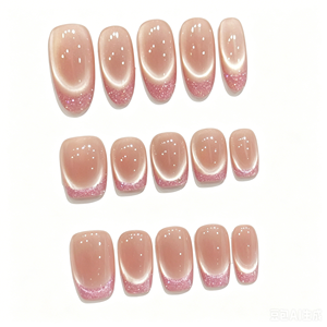 Ongles en acrylique à presser faits à la main, très résistants, effet œil de chat, French, courts, carrés, moyens, ovales, pour mariage, vente en gros - Product Image 2