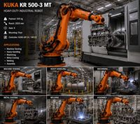 Robot industriel KUKA KR500-3 MT à 6 axes, charge utile de 500 kg, portée de 2825 mm pour l'entretien et la manutention des machines