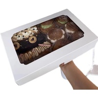 IMEE fantaisie taille personnalisée grand 12 pièces beignet biscuit gâteau boîte emballage alimentaire papier boîte-cadeau or à l'intérieur avec fenêtre transparente