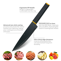 Ensemble de couteaux de cuisine en acier inoxydable 6 pièces avec manche en PP, ciseaux, couteau de chef, couteau à éplucher, couteau à découper la viande, avec boîte cadeau