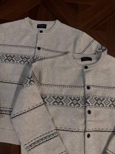 Cardigan en tricot jacquard Fair Isle rétro tendance, manteau col rond doux et <span class=keywords><strong>chaud</strong></span> de style décontracté pour couples, idéal pour l'automne et l'hiver - Product Image 2