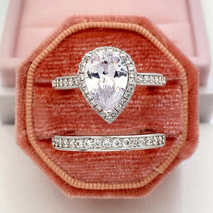 Anello di fidanzamento in oro bianco con diamante taglio a pera colore D naturale da donna DJ003 - Product Image 3