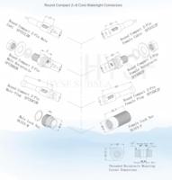 Connecteur sous-marin compact rond HYSF SUBSEA à 5 broches Wet Mate 2A, connecteur de câble en ligne pour traversée de paroi 3/8-24UNF pour ROV AUV