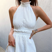Robe mini blanche sans bretelles pour femme, avec fermeture éclair au dos, corsage ajusté et jupe évasée, tenue de soirée d'été, vente en gros, personnalisable