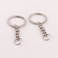 Günstiger Blanko 30mm Metall Flachschlüsselring mit Kette für Geschenke Schlüsselanhänger Zubehör