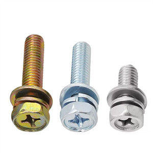 Klasse 8.8 Verzinkte Kombischrauben M3 M4 M5 M6 M8 M10 Phillips Sechskantschrauben Kombinationsbolzen mit Feder- und Unterlegscheiben - Product Image 5
