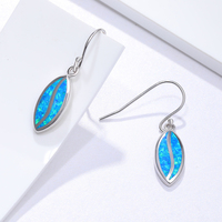 925 boucles d'oreilles en argent Sterling exquise géométrique bleu opale de feu boucles d'oreilles pour femmes bijoux mode boucles d'oreilles cadeau