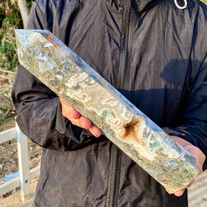 Tự nhiên kích thước lớn Moss Agate tháp thủ công tinh thể tinh thần chữa bệnh đá hình Trụ tháp cho quà tặng - Product Image 4