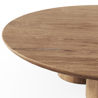 Table basse ronde FERLY de luxe, artisanale, pour salon, piédestal cylindrique, chêne blanc, finition brossée