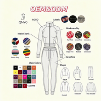 Vêtements d'hiver personnalisés pour femmes, marque de vêtements Y2k, fabricant, veste de yoga à blocs de couleurs et rayures, pantalon évasé rayé, ensemble 2 pièces